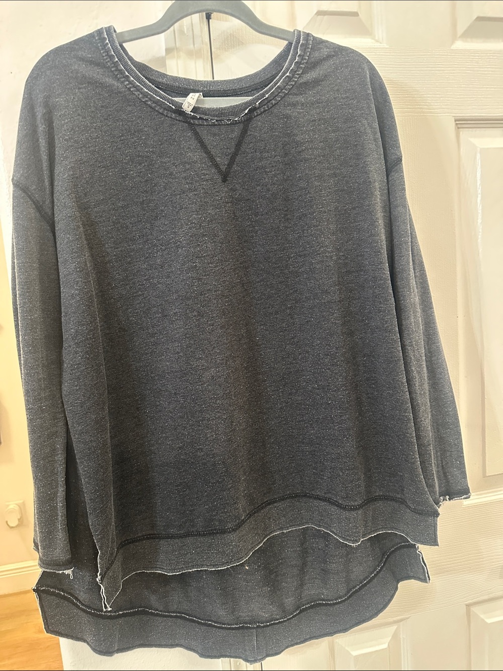 Z Supply Washed Charcoal Layered Pullover Sweatshirt